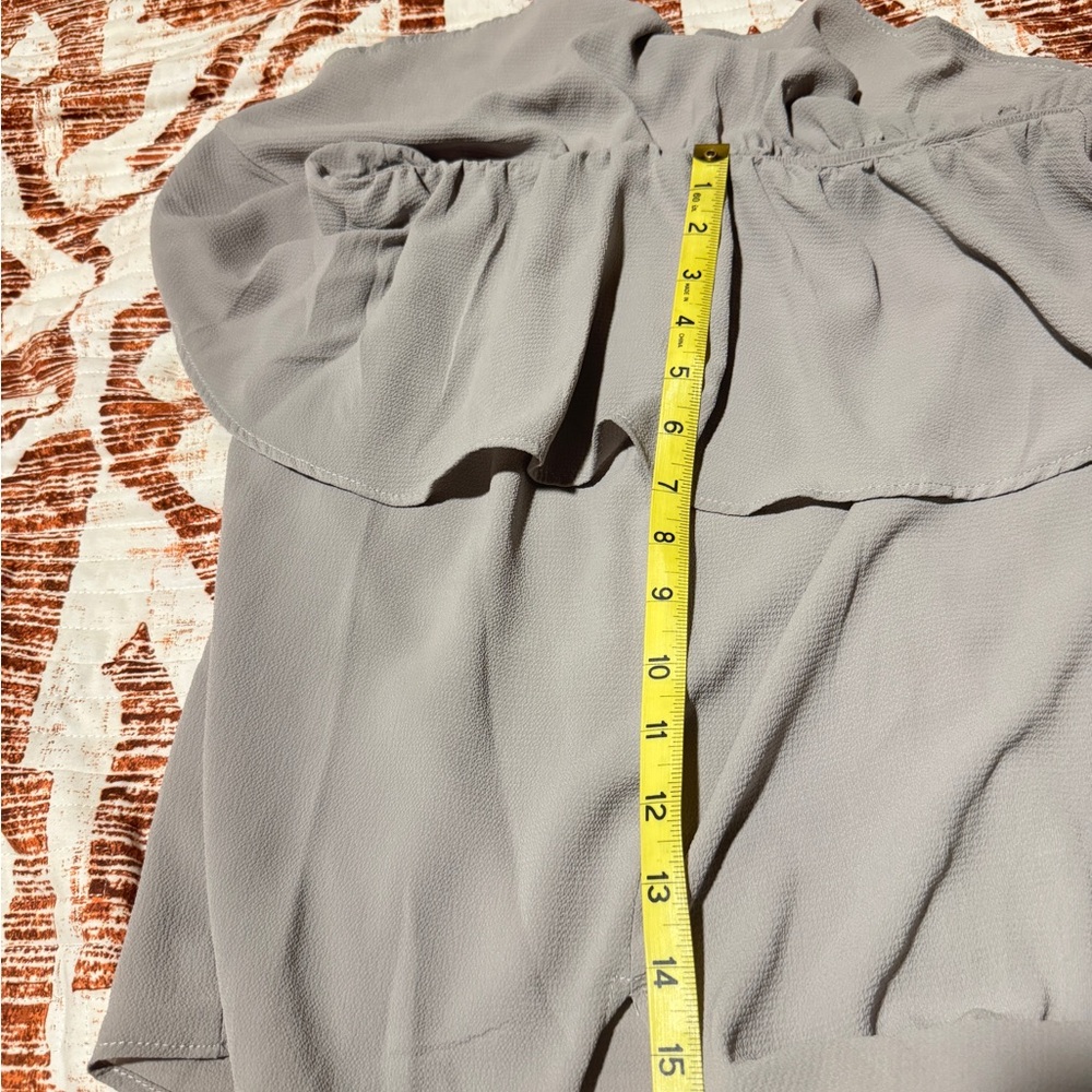 Inorin Gray Strapless Ruffle Tie Front Size Large Top - Picture 8 of 10